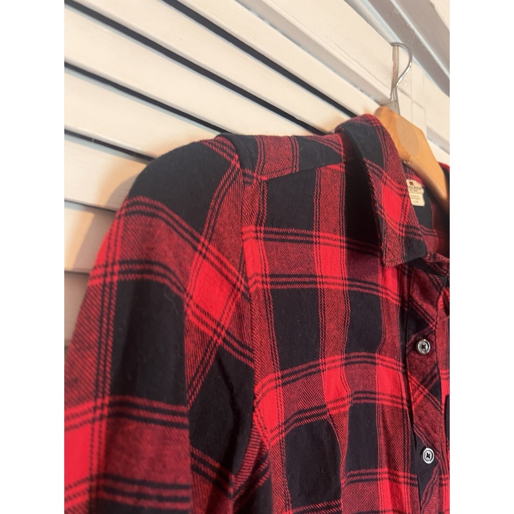 WOOLRICH Women's Size L Large Shirt Top Button Down Flannel Red Plaid - Picture 3 of 8